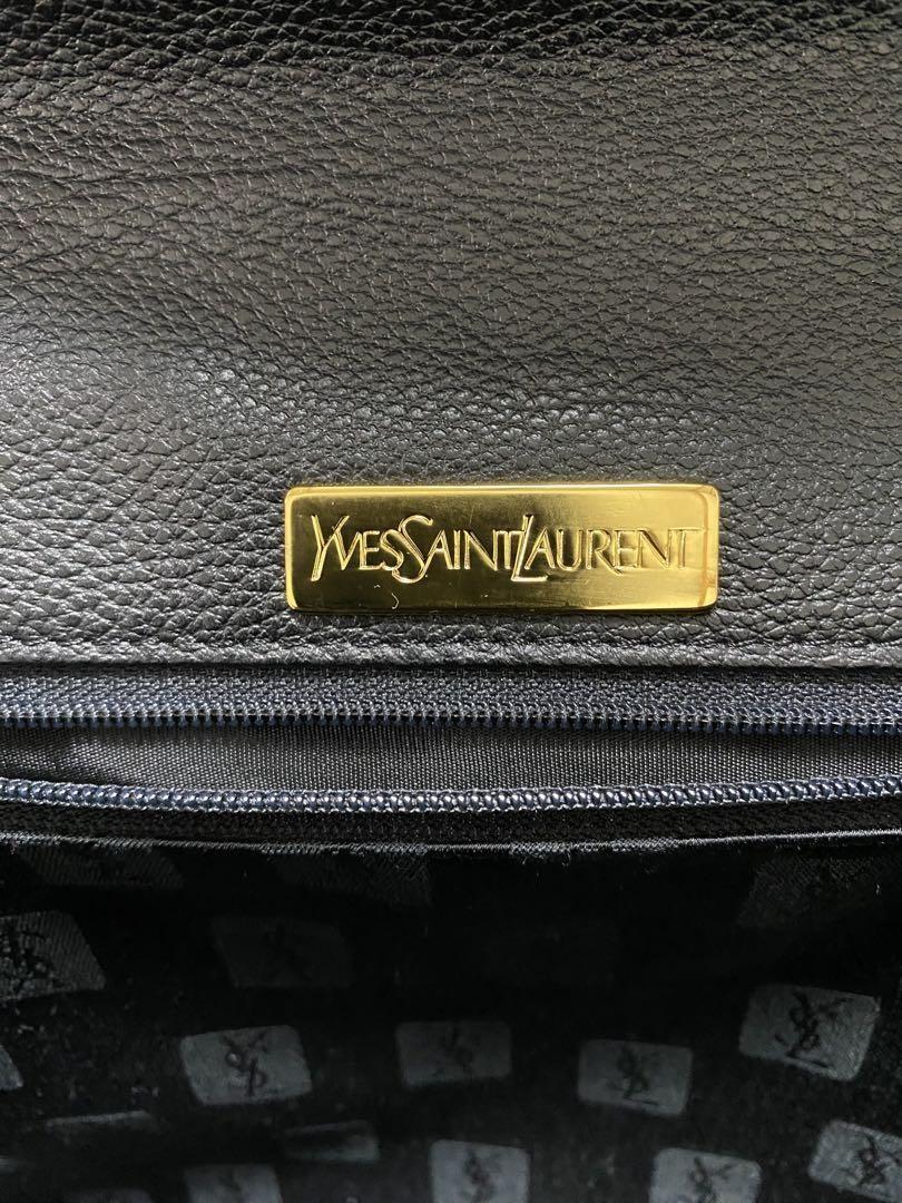 Saint Laurent Hand Bag Tote Purse Leather Black Authentic