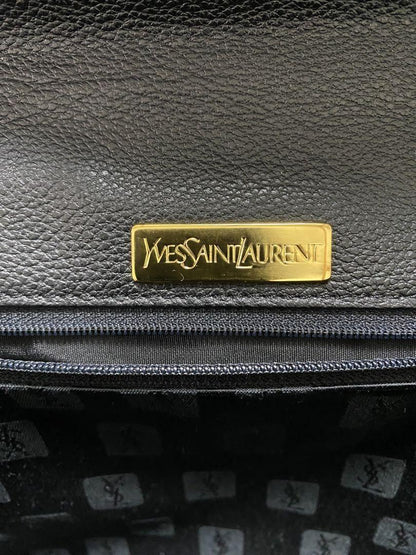 Saint Laurent Hand Bag Tote Purse Leather Black Authentic