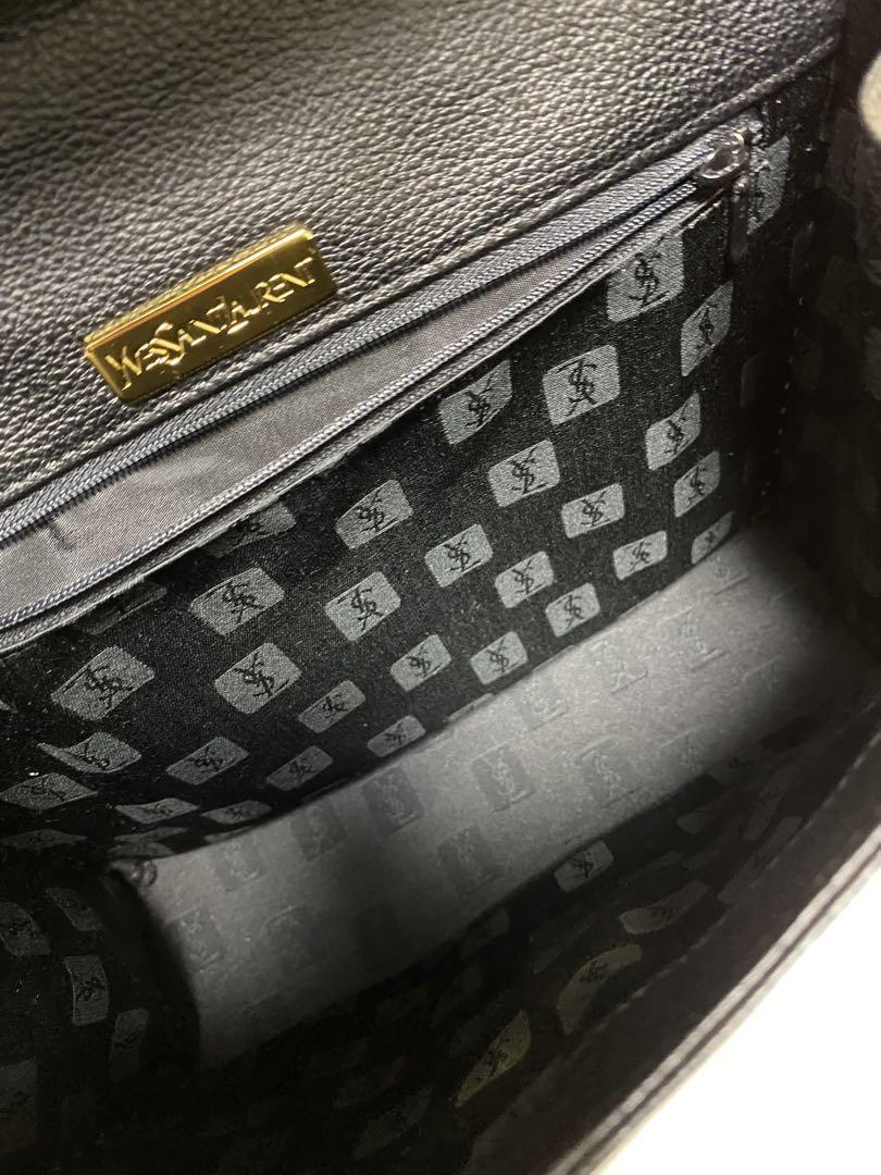 Saint Laurent Hand Bag Tote Purse Leather Black Authentic