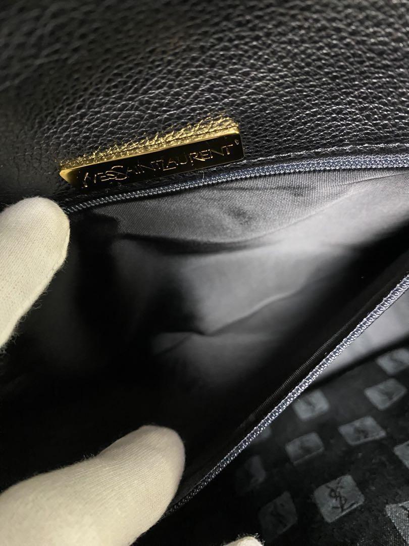 Saint Laurent Hand Bag Tote Purse Leather Black Authentic