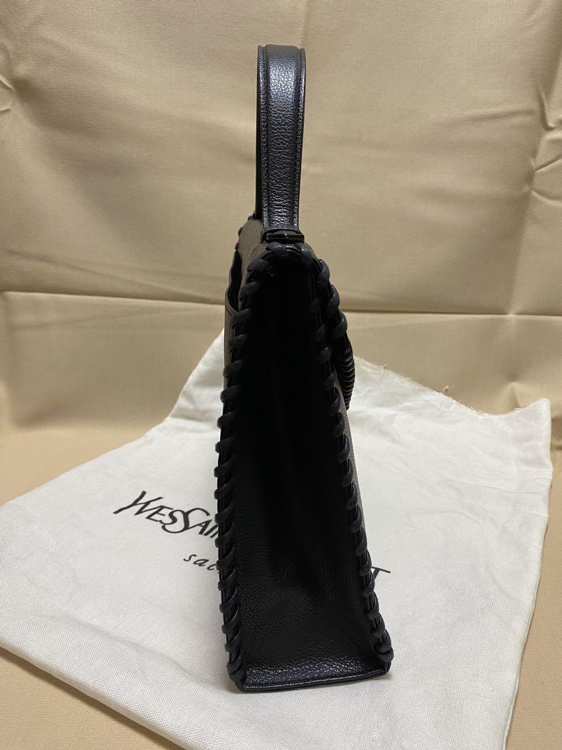 Saint Laurent Hand Bag Tote Purse Leather Black Authentic