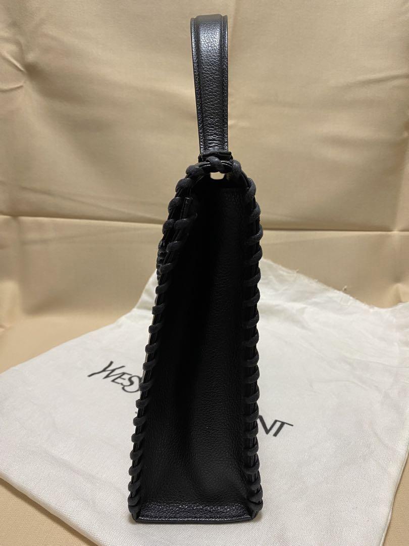 Saint Laurent Hand Bag Tote Purse Leather Black Authentic