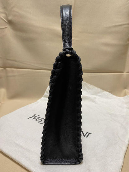 Saint Laurent Hand Bag Tote Purse Leather Black Authentic