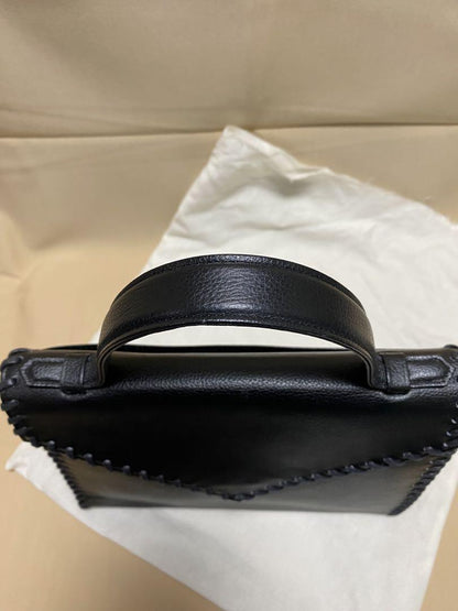 Saint Laurent Hand Bag Tote Purse Leather Black Authentic