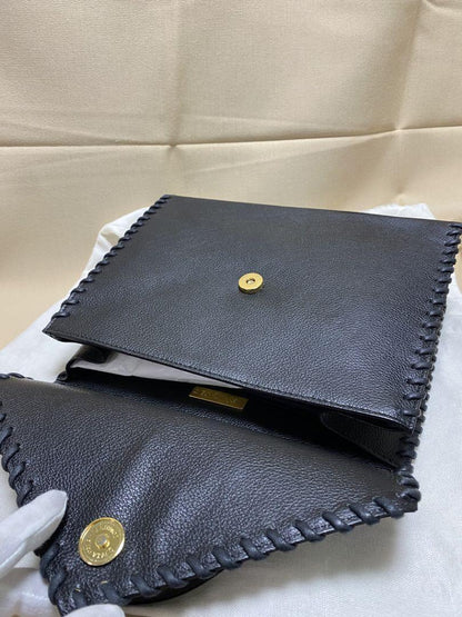 Saint Laurent Hand Bag Tote Purse Leather Black Authentic