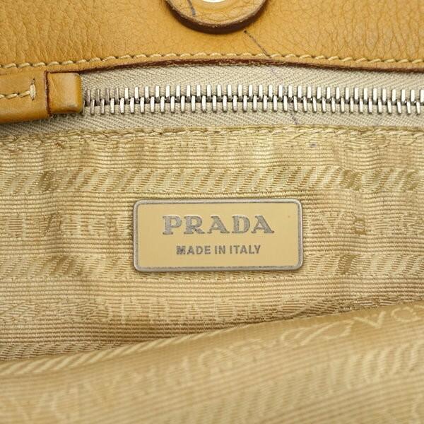 PRADA Hand Shoulder Bag Tote Purse Leather Camel Authentic