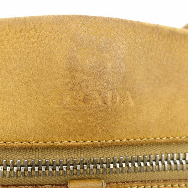PRADA Hand Shoulder Bag Tote Purse Leather Camel Authentic