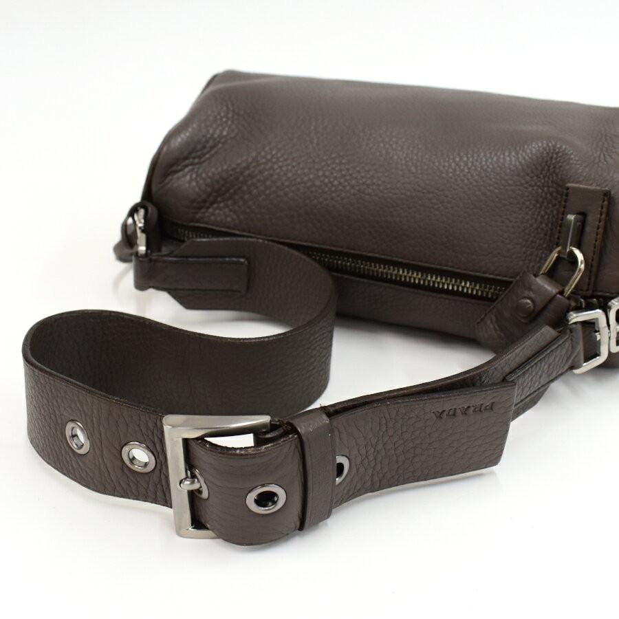 PRADA Shoulder Bag Purse Leather FUMO Authentic