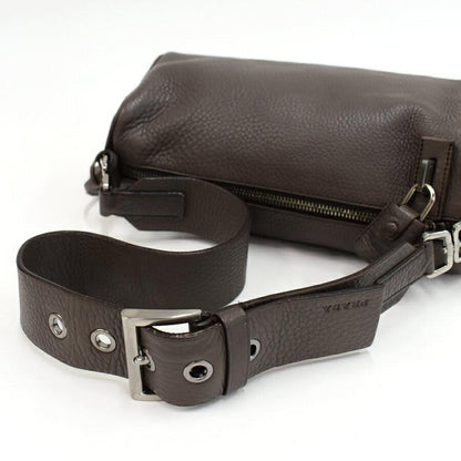 PRADA Shoulder Bag Purse Leather FUMO Authentic