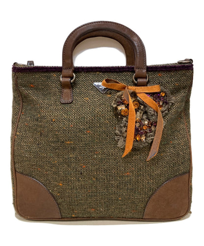 PRADA Hand Shoulder Bag Tote Purse 2way Brown Authentic