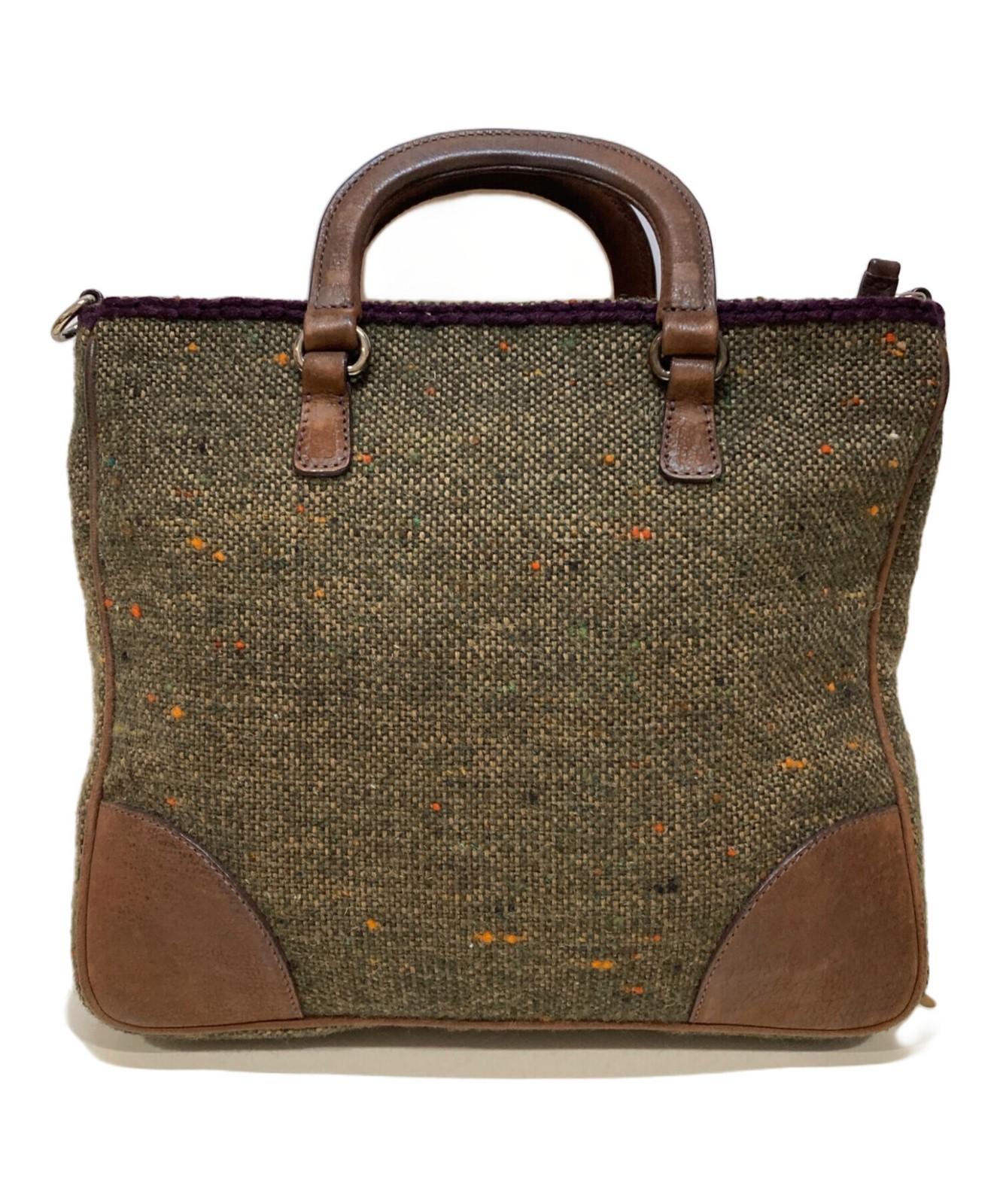 PRADA Hand Shoulder Bag Tote Purse 2way Brown Authentic