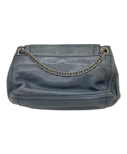 PRADA Shoulder Bag Purse Chain Leather Blue Authentic