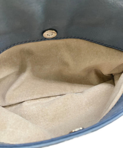 PRADA Shoulder Bag Purse Chain Leather Blue Authentic