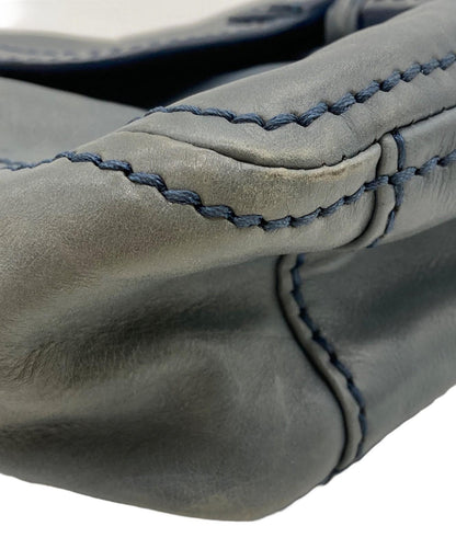 PRADA Shoulder Bag Purse Chain Leather Blue Authentic