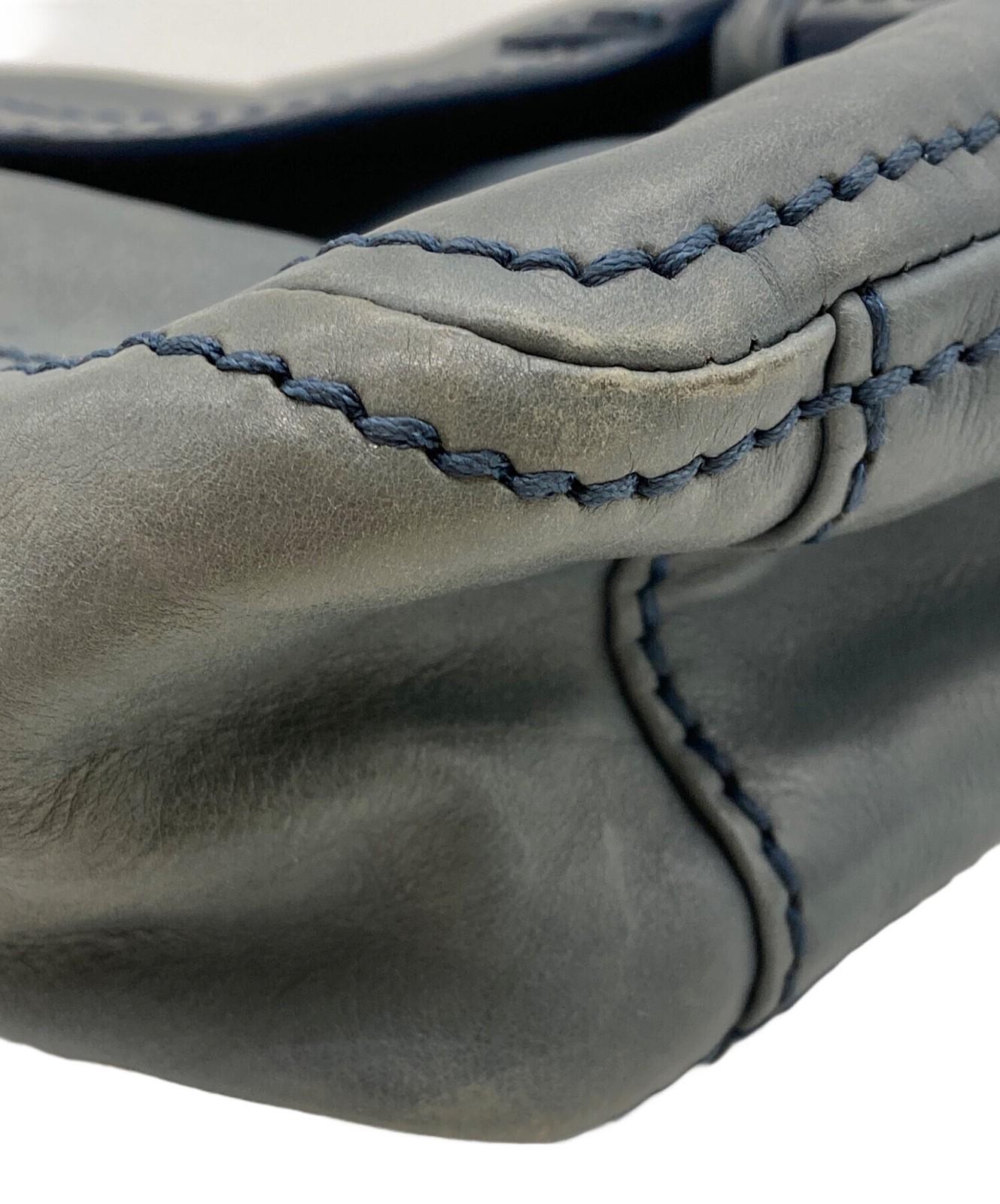 PRADA Shoulder Bag Purse Chain Leather Blue Authentic