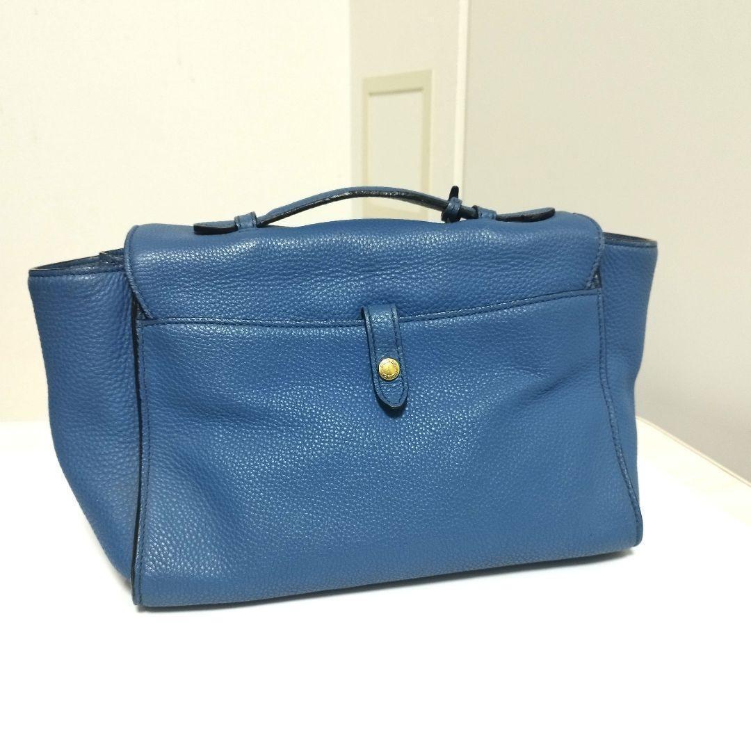 PRADA Hand Shoulder Bag Tote Purse 2way Leather Blue Authentic