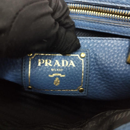 PRADA Hand Shoulder Bag Tote Purse 2way Leather Blue Authentic