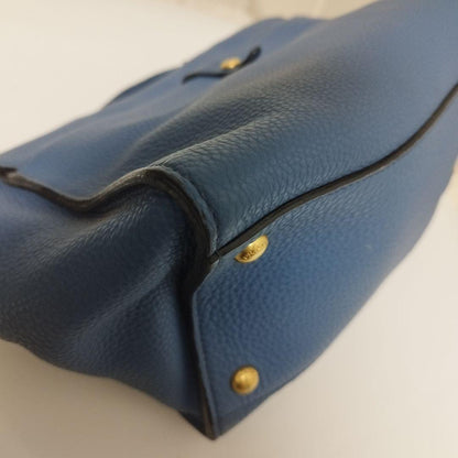 PRADA Hand Shoulder Bag Tote Purse 2way Leather Blue Authentic