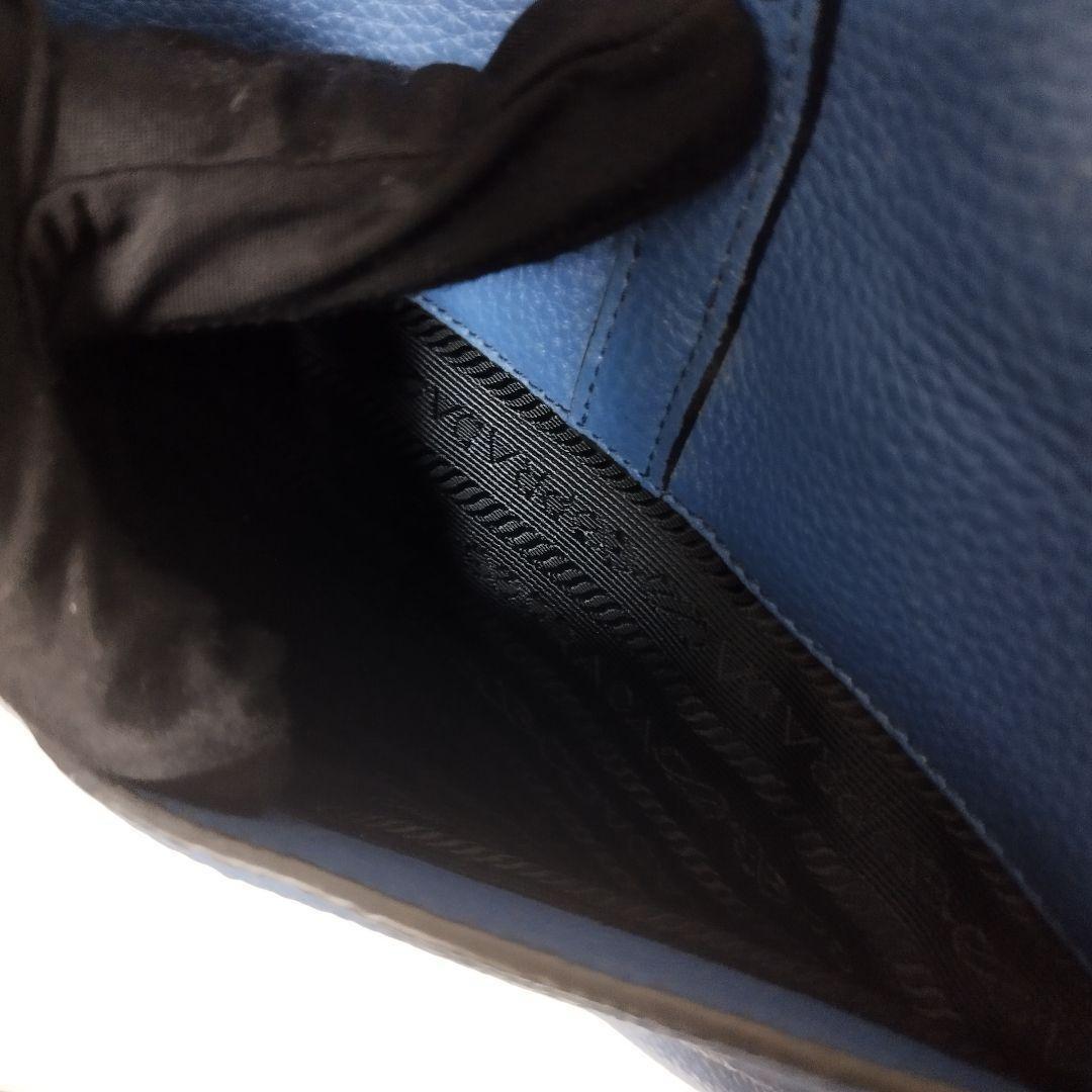 PRADA Hand Shoulder Bag Tote Purse 2way Leather Blue Authentic