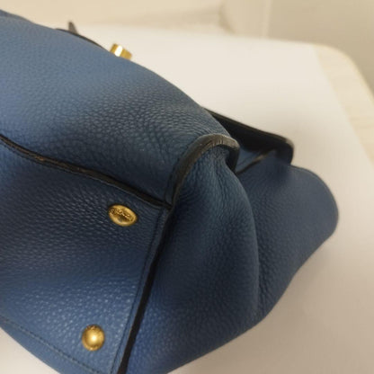 PRADA Hand Shoulder Bag Tote Purse 2way Leather Blue Authentic