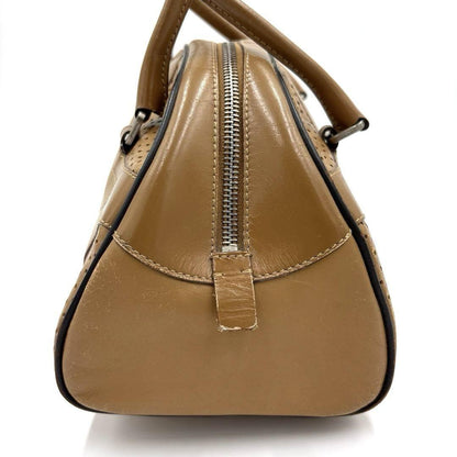 PRADA Hand Bag Tote Purse Mini Boston Bag Leather Brown Authentic