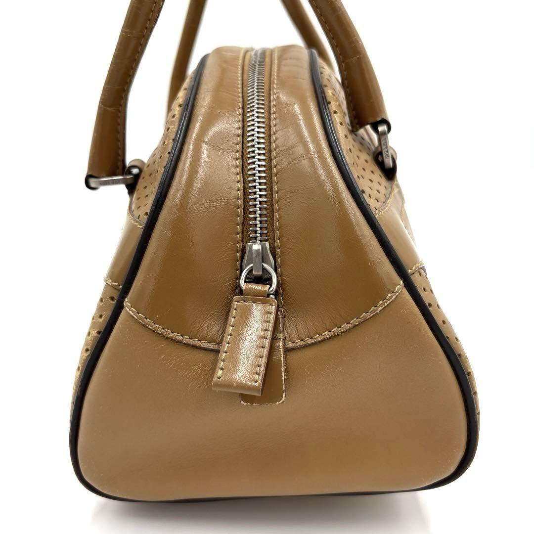 PRADA Hand Bag Tote Purse Mini Boston Bag Leather Brown Authentic