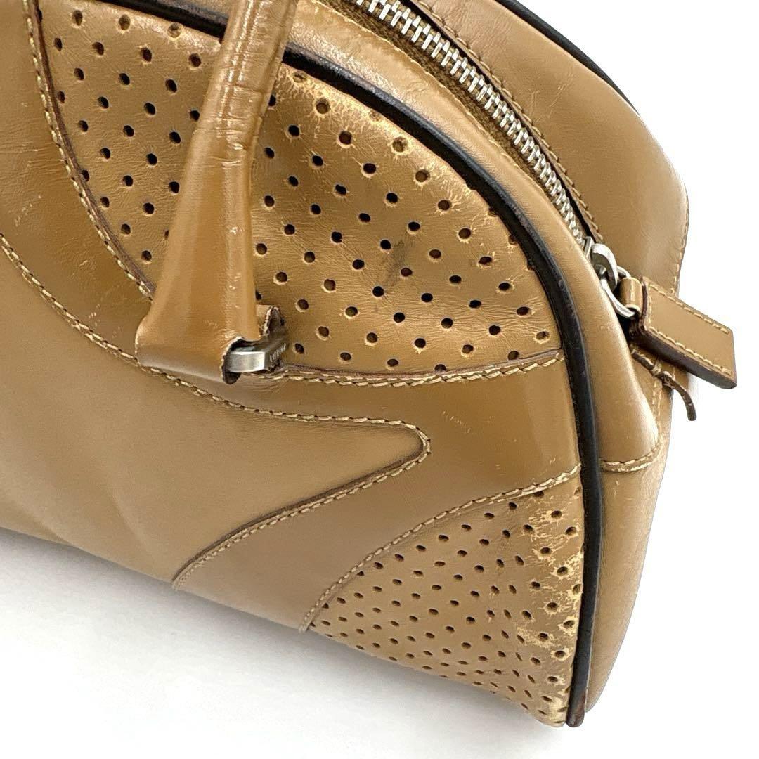 PRADA Hand Bag Tote Purse Mini Boston Bag Leather Brown Authentic