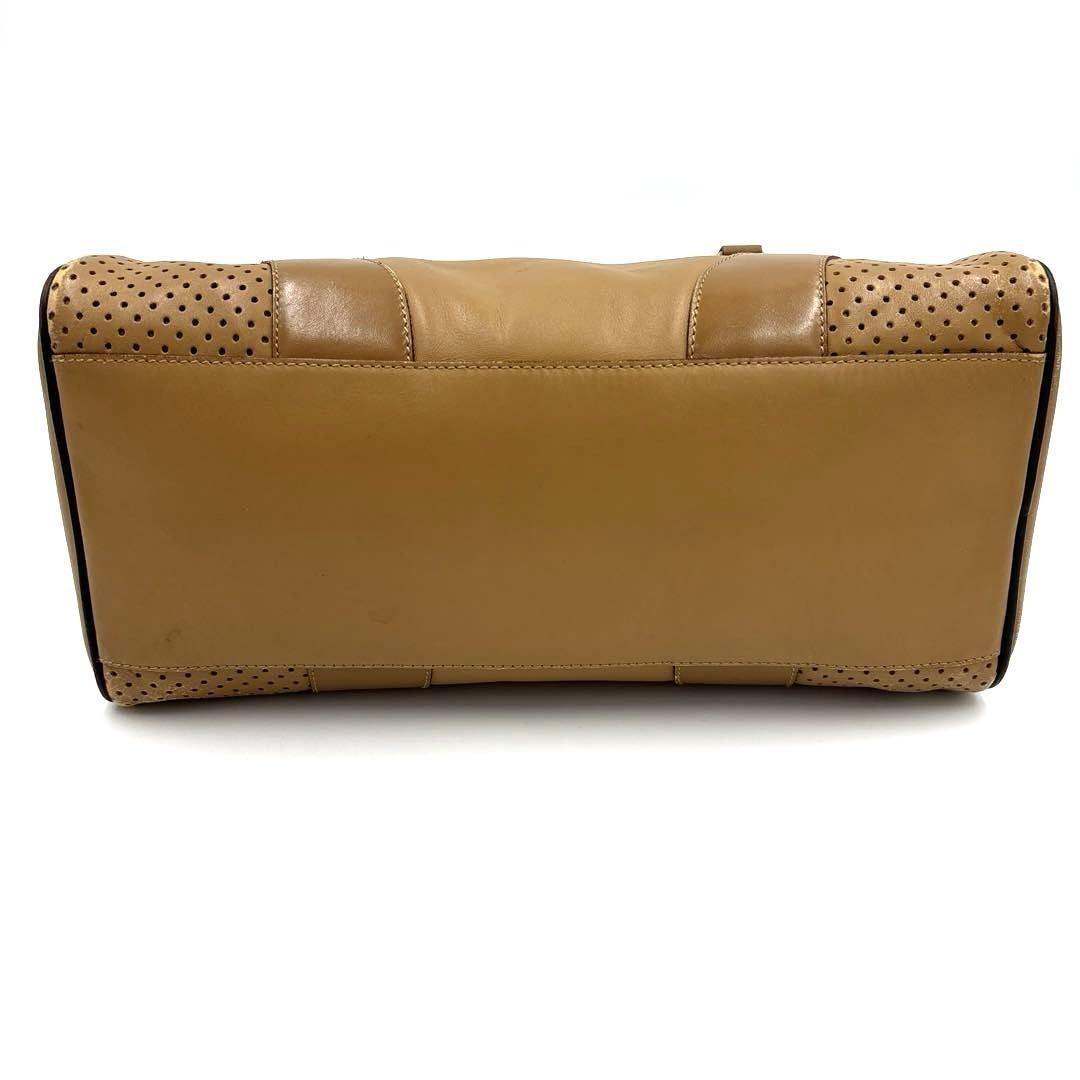 PRADA Hand Bag Tote Purse Mini Boston Bag Leather Brown Authentic