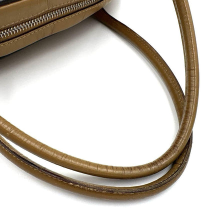 PRADA Hand Bag Tote Purse Mini Boston Bag Leather Brown Authentic