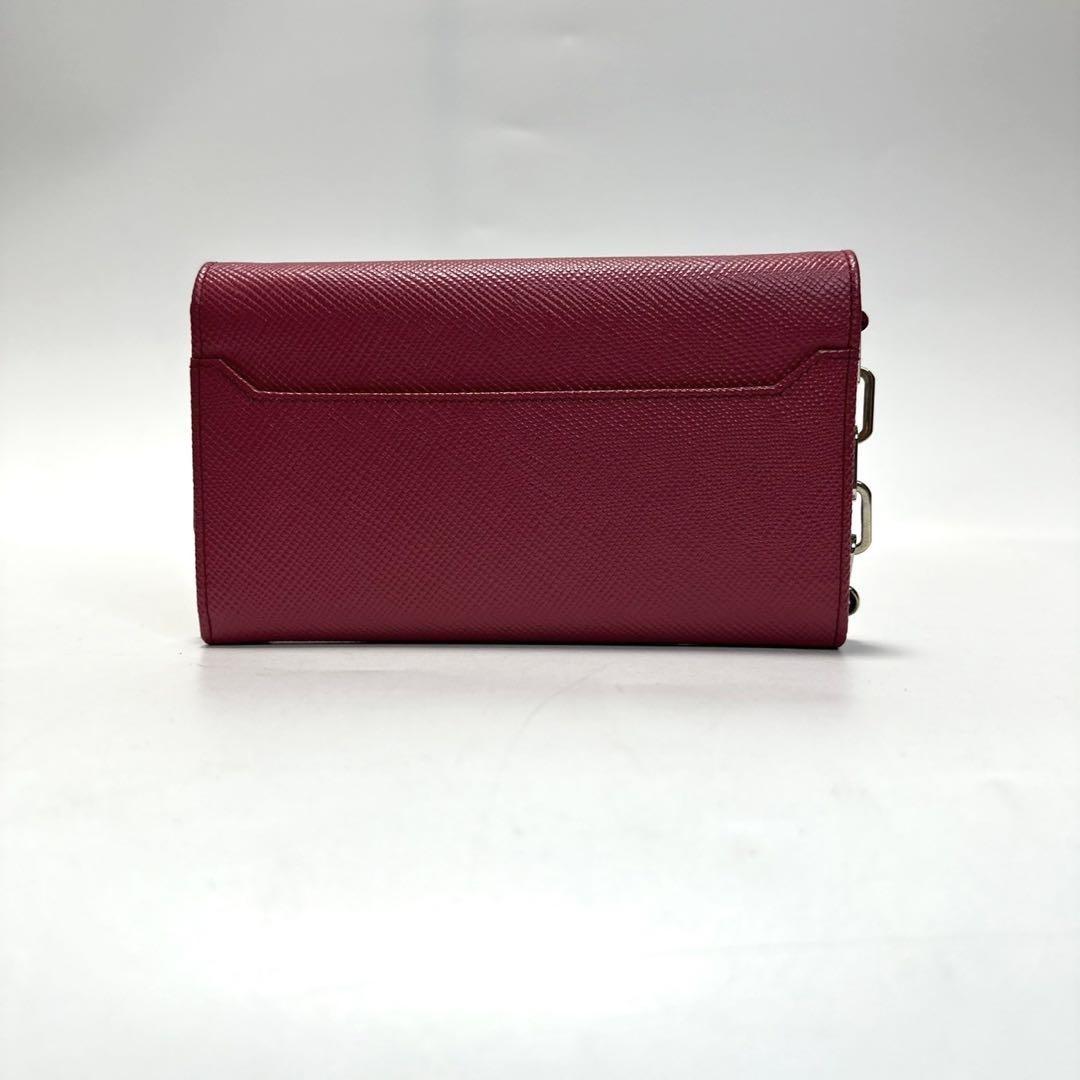 PRADA Shoulder Bag Purse Chain Wallet Leather Pink Authentic