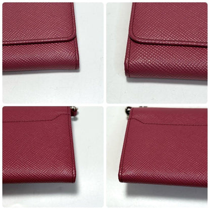 PRADA Shoulder Bag Purse Chain Wallet Leather Pink Authentic