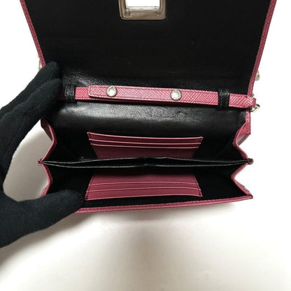 PRADA Shoulder Bag Purse Chain Wallet Leather Pink Authentic
