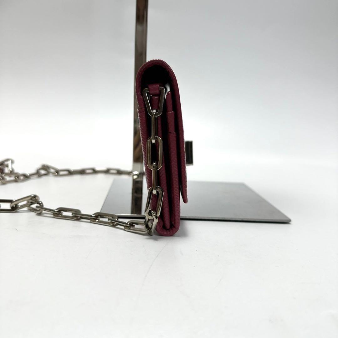 PRADA Shoulder Bag Purse Chain Wallet Leather Pink Authentic