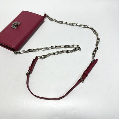 PRADA Shoulder Bag Purse Chain Wallet Leather Pink Authentic