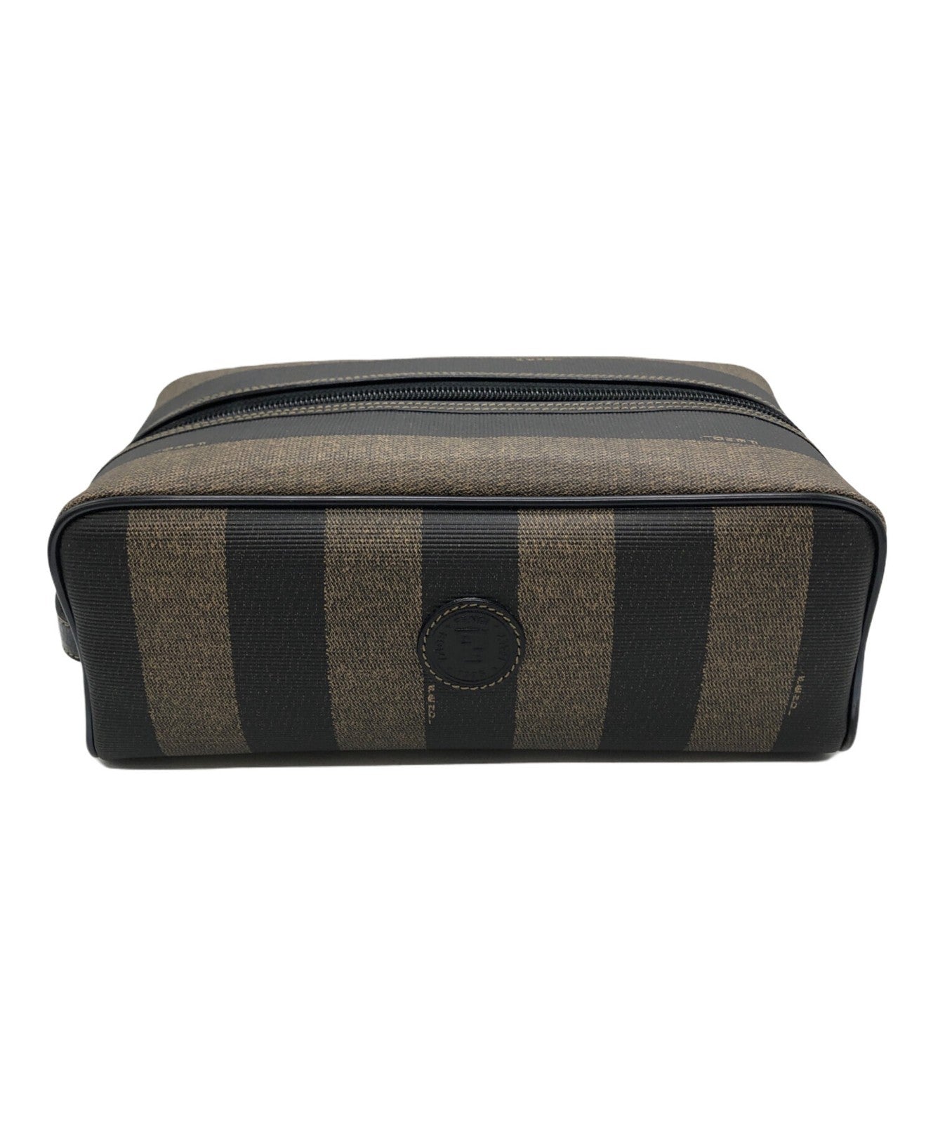 FENDI Clutch Bag Second Bag Pecan Brown Black Authentic