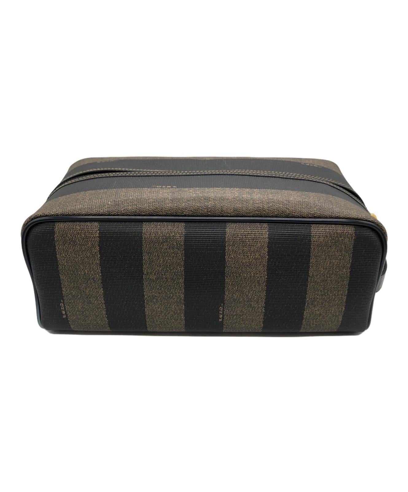 FENDI Clutch Bag Second Bag Pecan Brown Black Authentic