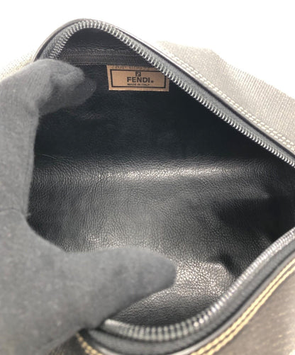 FENDI Clutch Bag Second Bag Pecan Brown Black Authentic