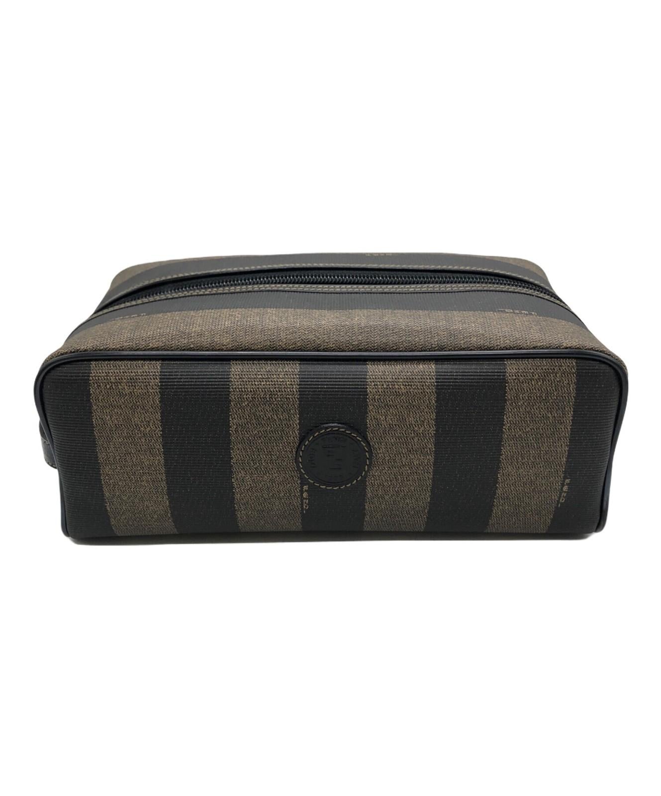 FENDI Clutch Bag Second Bag Pecan Brown Black Authentic