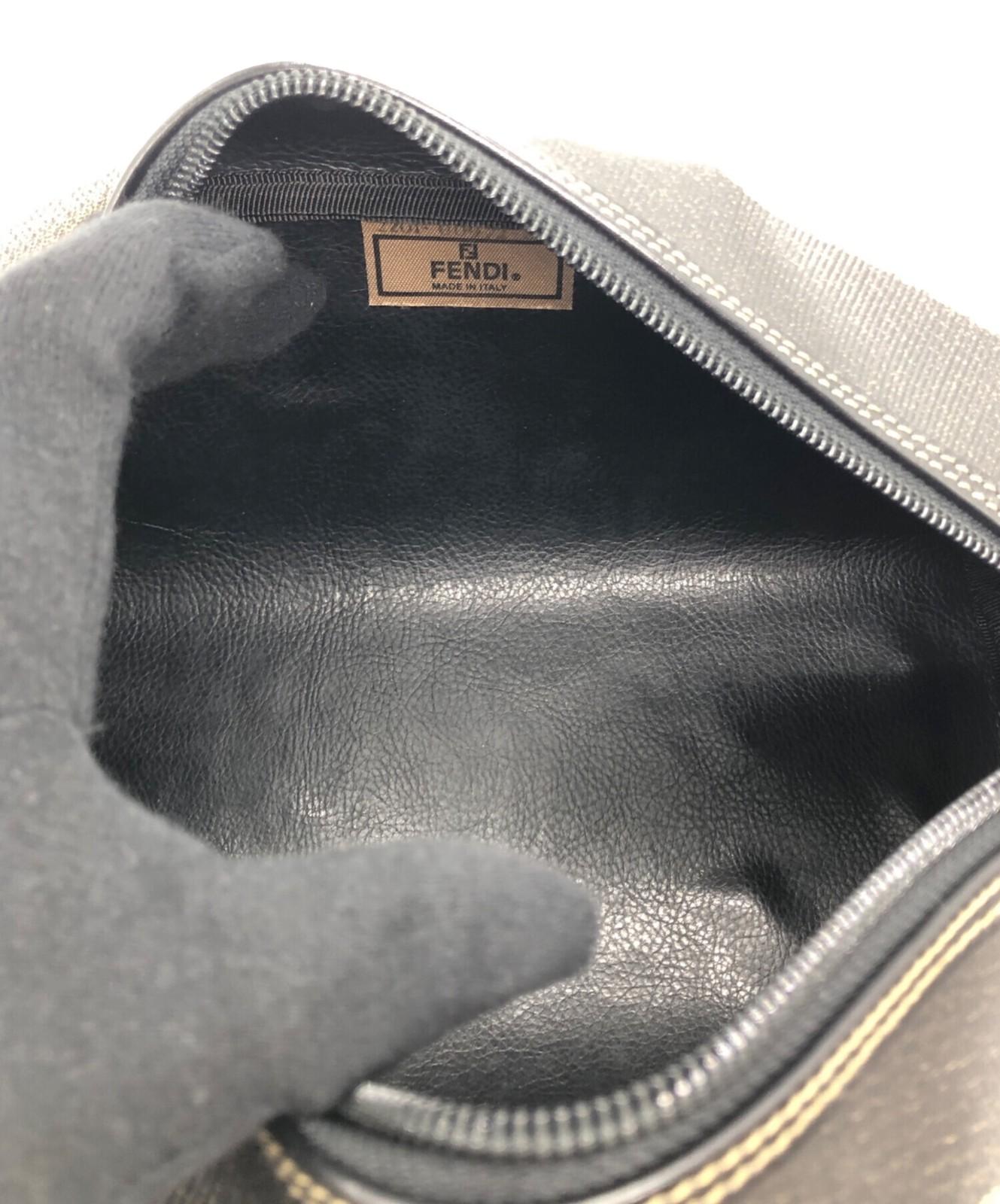 FENDI Clutch Bag Second Bag Pecan Brown Black Authentic