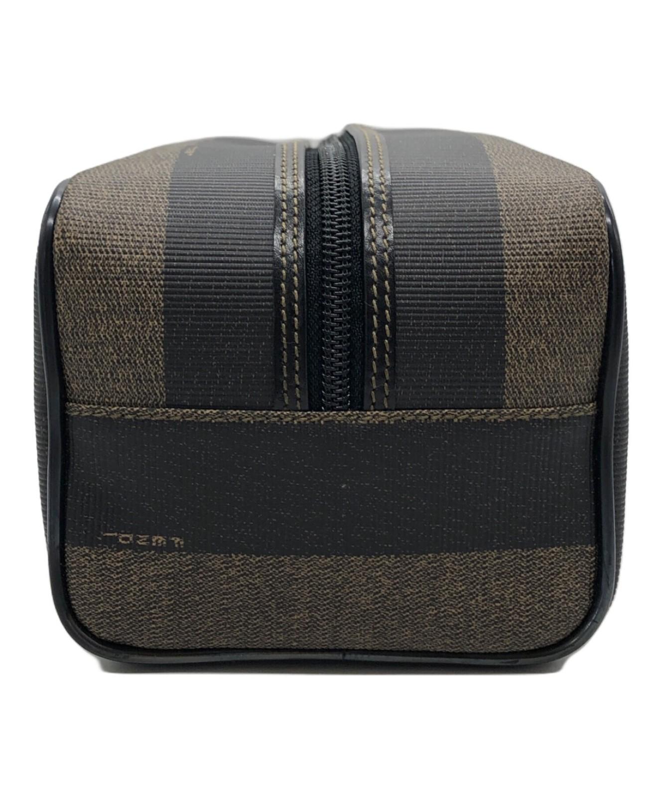 FENDI Clutch Bag Second Bag Pecan Brown Black Authentic