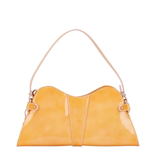 FENDI Hand Shoulder Bag Tote Purse Patent Leather Orange Authentic