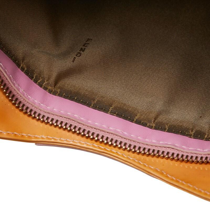 FENDI Hand Shoulder Bag Tote Purse Patent Leather Orange Authentic