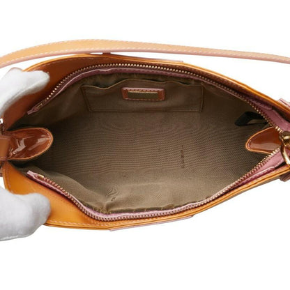 FENDI Hand Shoulder Bag Tote Purse Patent Leather Orange Authentic