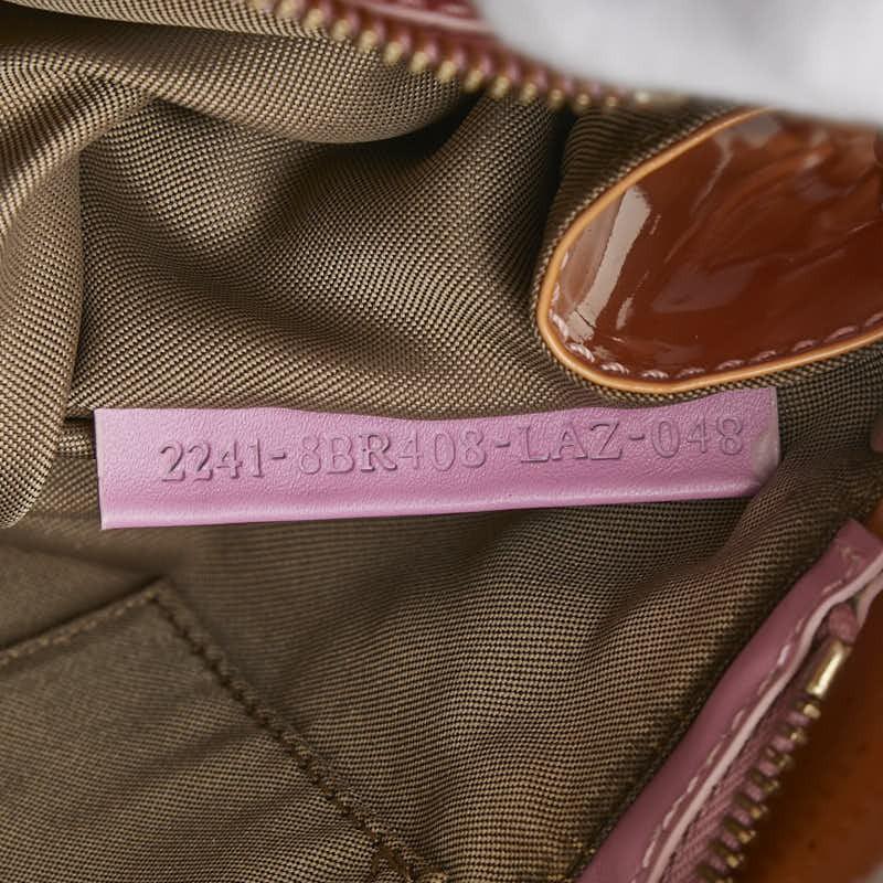 FENDI Hand Shoulder Bag Tote Purse Patent Leather Orange Authentic