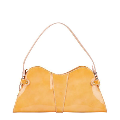 FENDI Hand Shoulder Bag Tote Purse Patent Leather Orange Authentic