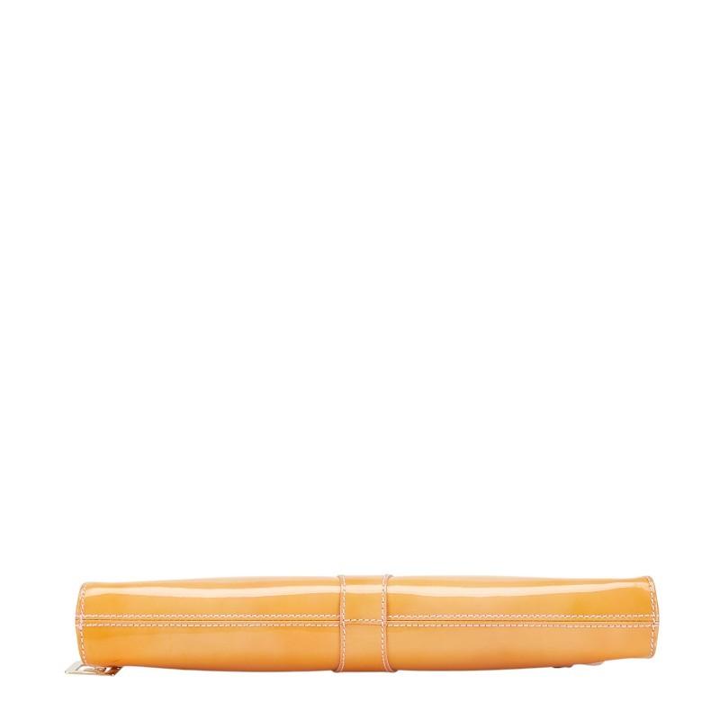 FENDI Hand Shoulder Bag Tote Purse Patent Leather Orange Authentic