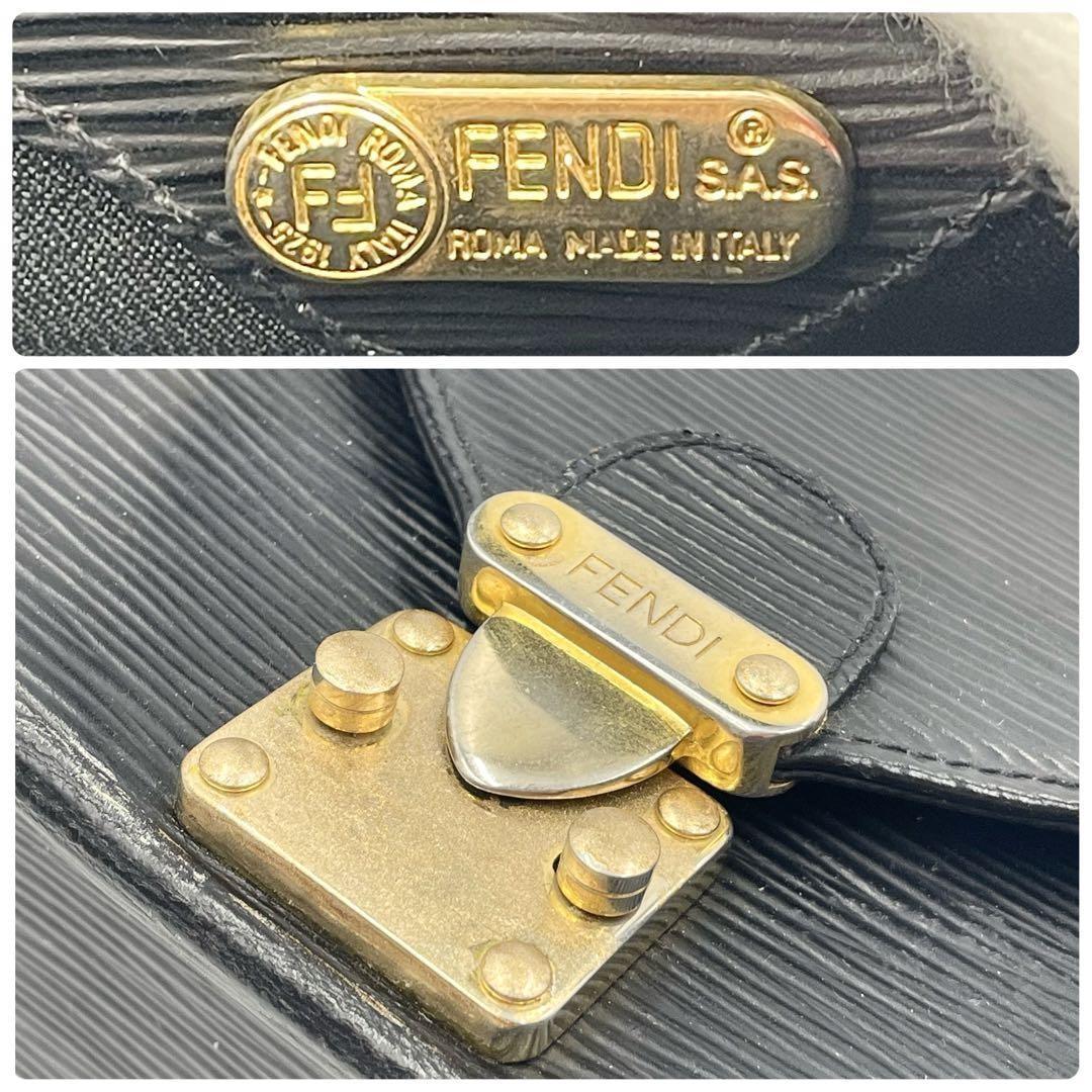 FENDI Vanity Bag Hand Shoulder Bag Tote Purse 2way Leather Black Authentic