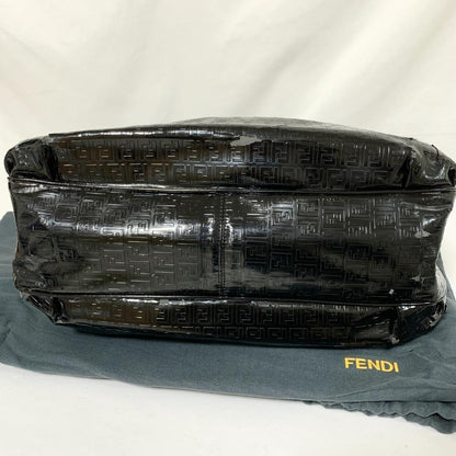 FENDI Hand Shoulder Bag Tote Purse FF Zucca Black Authentic