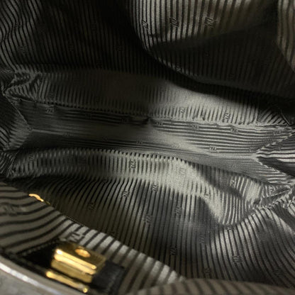FENDI Hand Shoulder Bag Tote Purse FF Zucca Black Authentic