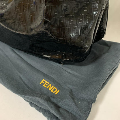 FENDI Hand Shoulder Bag Tote Purse FF Zucca Black Authentic